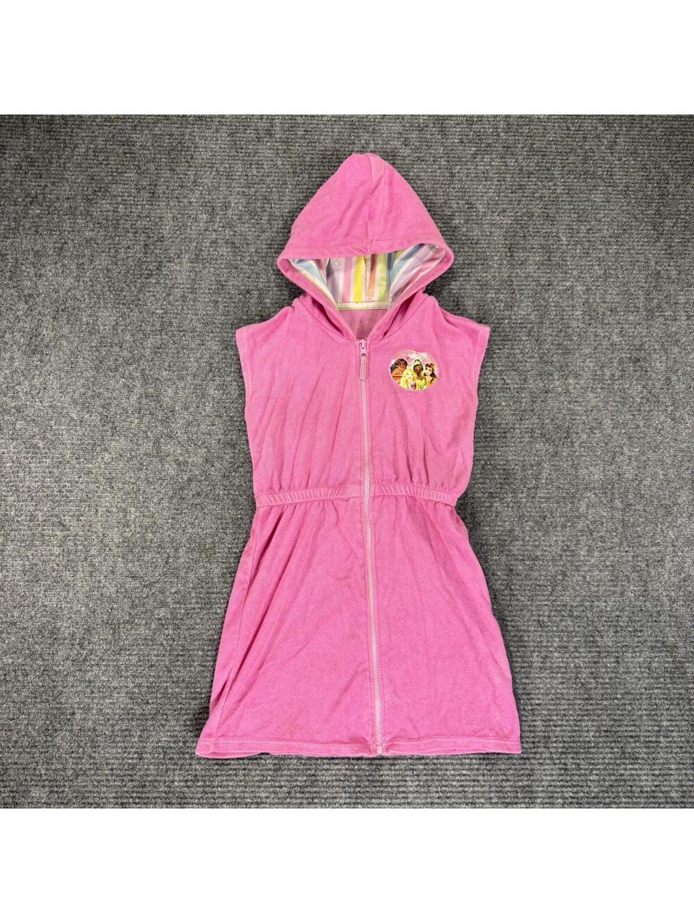 Disney Princess Terry Cloth Full Zip Hoodie Pink Size M 7/8